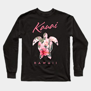 Kauai Hawaii Hibiscus Flower Sea Turtle Long Sleeve T-Shirt